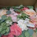 Waipfaru Flower Garland Decorations, 6.07Ft Pink Floral Rose Garland, Artificial Eucalyptus Greenery Vines with Flowers for Wedding Table Runner Centerpieces Backdrop Room Decor (Pink)