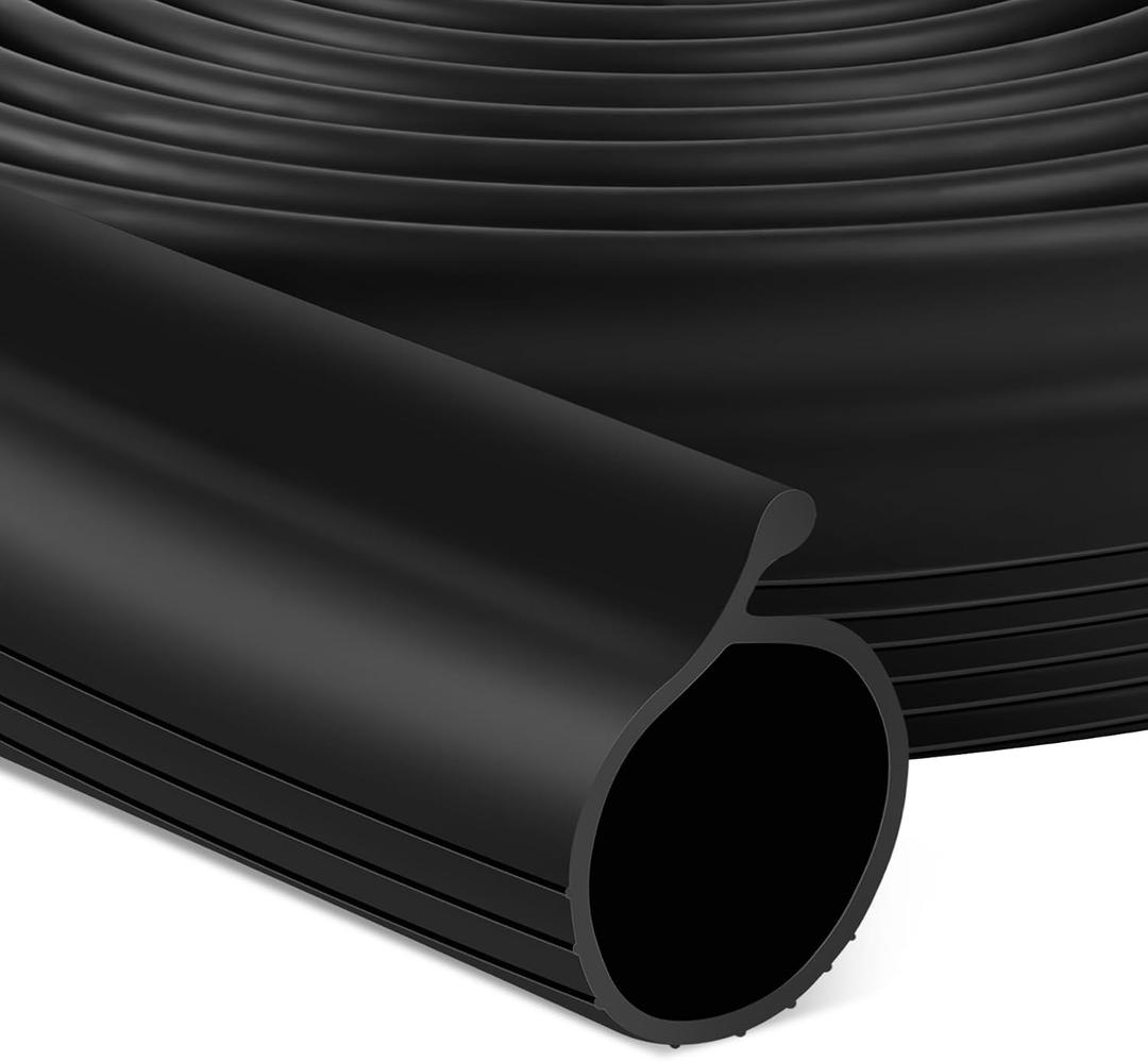 18 FT Garage Door Bottom Seal Rubber 0.19" P Bulb Bottom Garage Weather Stripping for Single Channel, Flexible Weatherproof Replacement Strip Seal Fits 18FT Wide, Black