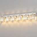 Modern Vanity Light 6-Lights Brushed Nickel Vanity Light Crystal Bathroom Wall Light Bathroom Light Fixtures