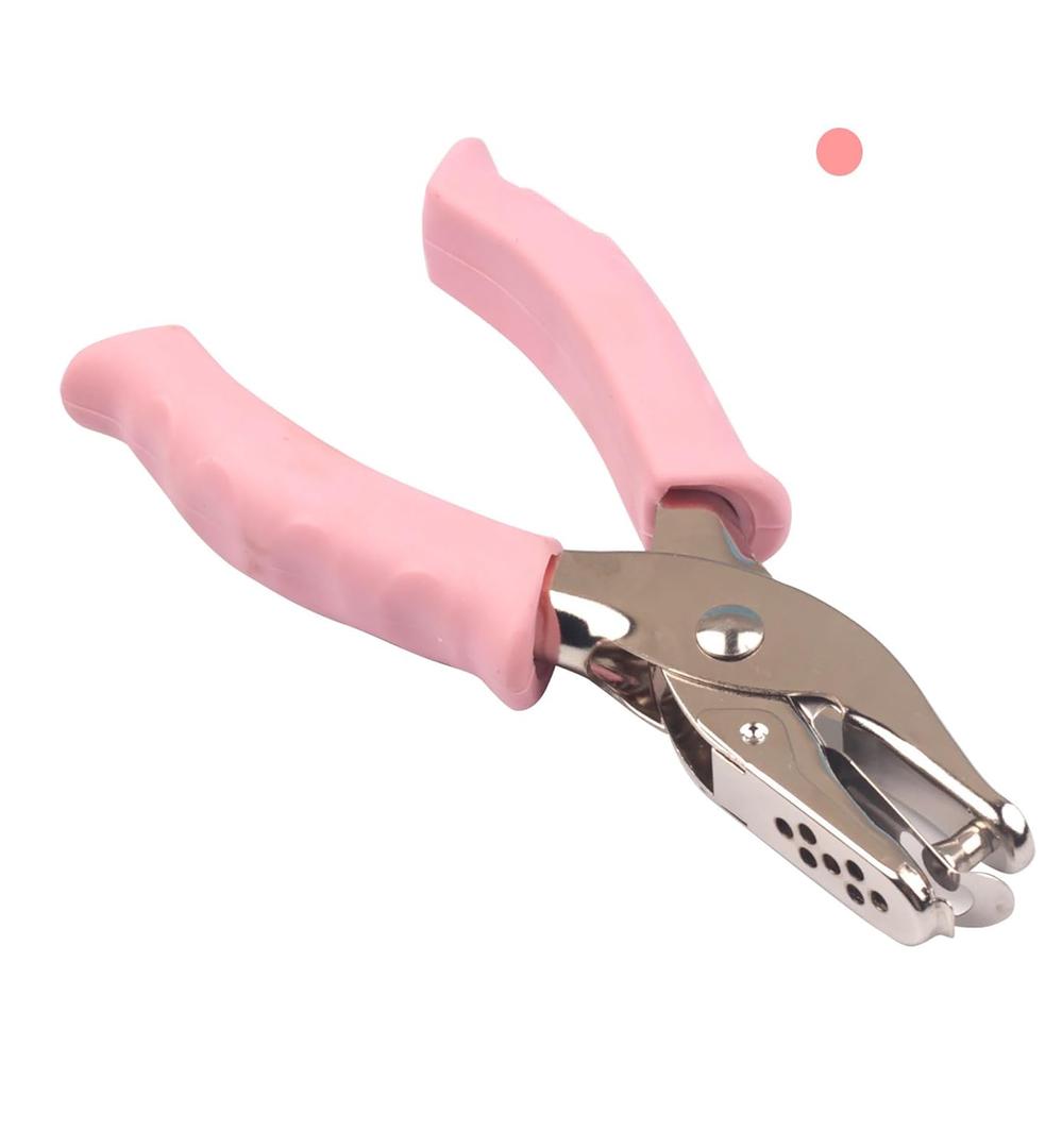 1/4 inch Single Hole Punch Metal Handheld Small Paper Punch with Soft Grip Handle for Circle Holes for DIY Craft Tag in Home, Office, Classroom (Pink)