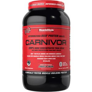 MuscleMeds Carnivor Hydrolyzed Beef Protein Isolate, 28 Servings, Cookies & Cream,1.85lbs (EXP 05/31/29)