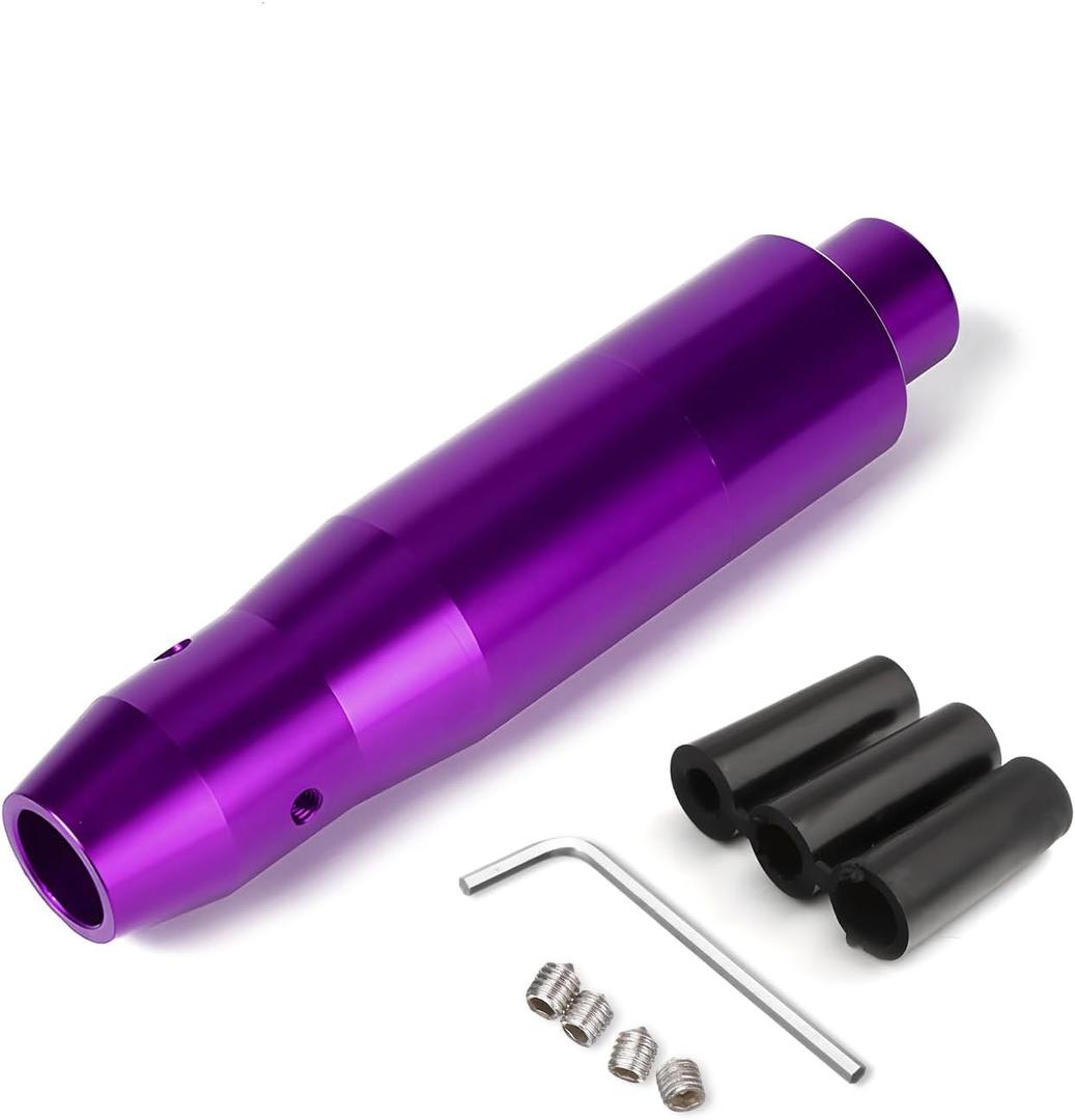 Automatic Shift Knob with Push Button, 5.7" Weighted Shifter Lever Handle Car Gear Head with Adapters, Aluminum Alloy Gear Shifting Lever for Most Auto Transmission Vehicle (Purple)