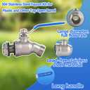 High Flow Rain Barrel Spigot, Lead-free304 Stainless Steel Faucet Kit for Plastic and Other Top Open Barrel, Quarter Turn Spigot