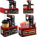 20 Pieces Movie Night Snack Trays with Handles Movie Night Party Supplies Kraft Snack Trays Food Drink Carrier Nacho Popcorn Food Drink Holder for Theater Birthday Party Favors