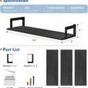 Harwaya 24 Inch Floating Shelves for Wall Set of 3, Wall Mounted Bookshelf, 8 Inches Deep Hanging Book Shelves for Living Room Bedroom Office Decor Closet Storage (Black)