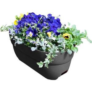Emsco Group Bloomers Railing Planter with Drainage Holes- 24 W - Slate, Plastic (1 Pack)