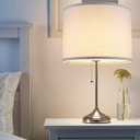 Drum Lamp shades Set of 2, White Line Lamp Shades for Table Lamps Floor Lamp, 13" Top X 13" Bottom X 10" High Large Fabric Lamp Shades, Easy Assembly Replacement Lampshades