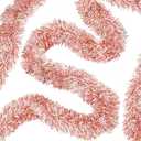 Willbond 50 Feet Christmas Tinsel Garland for Christmas Tree Decorations Metallic Tinsel Twist Garland Wedding Birthday Hanging Decorations Party Supplies (Milky, Rainbow, Rose Gold)