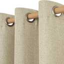 LAMIT Camel Linen Curtains 48 inches Long for Kitchen, Grommet Thick Linen Textured Light Filtering Drapes Privacy Thick Window Treatments for Small Windows/Basement/Farmhouse, 2 Panels, 42 x 48 Inch