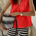 Tankaneo Womens Summer V Neck Tank Tops Collared Sleeveless Shirts Trendy Casual Loose Fit Blouse (Red, M)