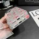 Jmltech for iPhone 16 Pro Max Case Women Girly Aesthetic Floral Shockproof Slim Thin Protective Flowers Flexible Silicone Cases for iPhone 16 Pro Max Pink with Beaded Phone Charms Wristlet