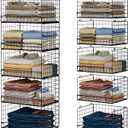 5-Tier Stackable Closet Organizers and Storage Shelves, Closet Shelf Organizer Basket Bins, Foldable Sweater Storage for Closet Organizer System, BlackPatent Pending