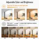 LED Desk Lamp with RGB Atmosphere Light, 5W USB Output, 5 Color Temp, Slide Steplessly Adjust Brightness, Touch Control, Foldable Table Light with Adapter (Black)