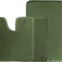 BSAOUTZ 3Pcs Bathroom Rugs Set, Memory Foam Bath Mat Set, Soft Absorbent Non-Slip Bathroom Mats, Machine Washable Quick Dry Bathroom Decor - Perfect for Shower, Bathtub Green (Classic-16"x24"+20"x32"+U Shape 20"x24")