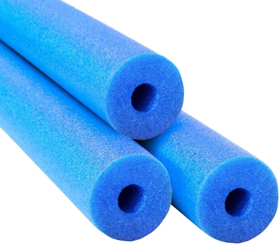 Chochkees Blue Pool Noodles Swimming Hollow Core Foam Tube, Floating Thick Noodles for Floating, Pool Accessories, 52", 3-Pack