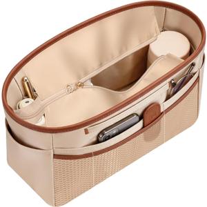 GIVLEFLY Purse Organizer Insert for Tote Bag, Large Bag Organizer Insert with Zipper Pocket, Multi Pocket Handbag Organizer, Structured Purse Liner Shaper