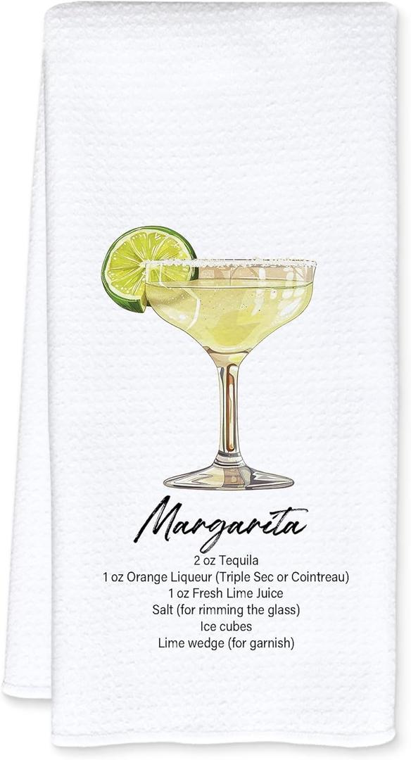 Trendy Margarita Kitchen Towels, Gifts for Margarita Lovers Dish Tea Bar Towels for Kitchen Bar Cart, Cocktail Gifts for Women Decorative Hand Towels, 16x24 Inch
