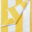 LULUHOME Large Oversized Beach Towel - Big Cotton 36 x 70 Inch Striped Pool Towel, Large Cabana Soft Swimming Towel for Adult Men Women,Yellow