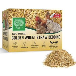 Small Pet Select - Golden Wheat Straw Bedding, 100% Natural Plant Material, Soft Animal Bedding Litter with Odor Control for, Rabbit, Hamster, or Bunny, Habitat Accessories, Made in USA, 8lb
