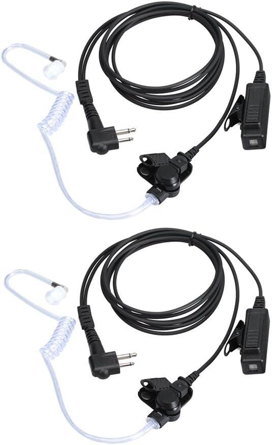 Earpieces for Motorola Walkie Talkies with Mic 2 Pin Acoustic Tube Headset and PPT for CP200 GP2000 XU1100 PRO1150 MU12 (2 Pack)