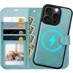 OCASE for iPhone 16 Pro Max Case Detachable Wallet Case with Card Holder, 2 in 1 Pu Leather Flip Folio with RFID Blocking Stand Wrist Strap Shockproof Phone Cover 6.9 Inch 2024, Ice Blue