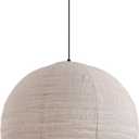 Linen Pendant Light Kit with Cord and Ceiling Canopy, 20in Off-White Round Japanese Japandi Wabi Sabi Lantern Hanging Lamp Chandelier for Living Dining Room Bedroom Rented Apartment 1 Pack