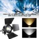 200W COB LED Stage Par Light with Barn Door, Spotlights Follow Spot DMX512 Cool & Warm White Audience Blinder, Sound Activated, Master/Slave 2in1 for DJ Concert Wedding Bar Events, Stage Lighting