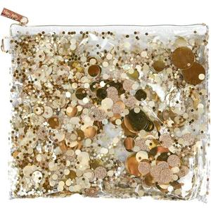 Packed Party Spirit Squad Confetti Everything Pouch, Makeup Bag, Travel Bag,Cosmetic Bag for Women (Good As Gold) (Blue)