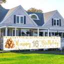 Happy 16th Birthday Banner, Happy Sweet 16 Birthday Banner, White Gold Sweet 16 Party Supplies, for Girls, Indoor/Outdoor Yard Sign, Celebration Decorations