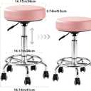 500lb heavy-duty Rolling Stool with Wheels,9.5cm thick Comfort cushion | Height Adjustable | PU leather|silent casters |Foot pedal ring|swivel stools for drafting chair,Salon,clinic, office, home