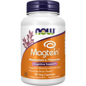 NOW Foods Supplements, Magtein with patented form of Magnesium (Mg), Cognitive Support*, 90 Veg Capsules NOW Foods Supplements, Magtein with patented form of Magnesium (Mg), Cognitive Support*, 90 Veg Capsules