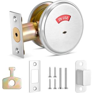 1 Pcs Deadbolt with Occupancy Indicator in Use Vacant Commercial Deadbolt Privacy Indicator 304 Stainless Steel Lock for Bathroom Office Fits 1-3/8" to 1-3/4" Thick Doors