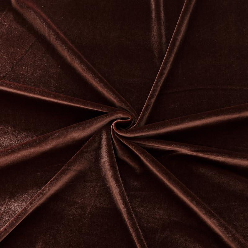 Stretch Velvet Fabric by The Yard for Apparel,Sewing,Crafting,Full Dress 93% Polyester 7% Spandex 63" Wide (2Brown,3Yards) (Brown2)