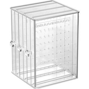 Sooyee Clear Acrylic Jewelry Storage Box, 3 Vertical Drawer Earrings Display Stand Holder, Transparent 216 Holes 33 Grooves Screen Hanger Organizer for Stud Earring and Necklace, Dustproof
