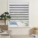 JIANGPIN TEXTILE Cordless Zebra Blinds for Indoor Windows Free-Stop Zebra Shades Dual Layer Light Filtering Sheer Shades Roller Window Blinds for Home (32" W X 72" H, Grey)