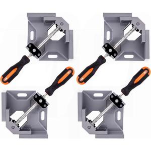 4pcs Corner Clamp - Right Angle 90 Degree Wood Clamps For Woodworking, With Adjustable Swing Jaw Aluminum Alloy Frame, For Welding, DIY Woodworking
