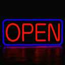 LED New Ultra Bright Extra Jumbo Open Sign,35x17 inch Open Sign for Business,with Multiple Flashing Modes, Ideal for Restaurant,12V/3A Power Supplywith Open/Close Sign, Remote Controlled (Blue/Red)