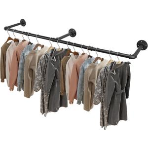 Livabber Industrial Pipe Clothes Rack, Heavy Duty Detachable Iron Garment Rack Wall Mounted, Rustic Saving Space Clothes Bar Multi-Purpose Hanging Rod for Bedroom, Closet, Black (50 Inch)