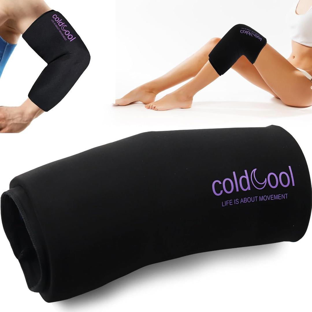 Coldcool Knee Ice Pack Wrap for Injuries, Reusable Gel Cold Packs Brace 360 Compression Sleeve for Elbow, Ankle & Calf - Flexible Cold Wrap Recovery for Meniscus, ACL, MCL Pain Relief.