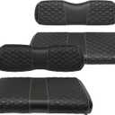 Golf Cart Seat Covers Front and Rear Waterproof and Sun Resistant Marine Grade Vinyl Leather Seat Cover Accessories for Club Car DS 2000.5-up, Black(4PCS)