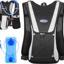 KUYOU Running Hydration Vest - Lightweight Insulated Hydration Backpack with 2L Water Bladder, Adjustable Chest Straps and Reflective Water Backpack for Trail Running Marathon Race Hiking Cycling (Black)