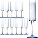12 Pack Plastic Champagne Flutes, 6 Oz Disposable Champagne Glasses Shatterproof Stemmed Wine Toasting Glasses Reusable Goblets Cocktail Cups for Wedding, Birthday, New Year Party Daily Life, Blue