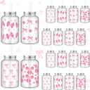24 Pcs Coquette Bow Aesthetic Cup Pink Bow Plastic Tumbler with Lids and Straws Reusable Cute Plastic Cups for Women Birthday Bridal Shower Wedding Party Supplies(550ml,18 oz)