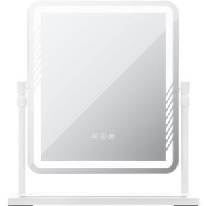 Vanity Mirror with Lights 17.5 Inch Hollywood Makeup Mirror with 3 Light Modes 360 Degree Rotation Height Adjustable 1X 10X Magnification Smart Touch Control and Phone Holder White