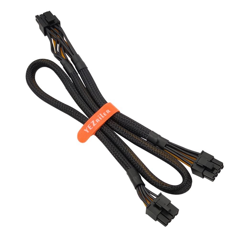 YEZriler PCIe Cable - 8 Pin Male to Dual 8 Pin (6+2) Male Power Adapter, Sleeved 25-inch+9-inch (63cm+23cm) for Seasonic PSUs