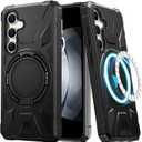 LUMARKE Strong Magnetic for Samsung Galaxy S24 Case - Military-Grade Drop Tested - Built-in Kickstand Shockproof Protective Phone Cover 6.1 for Women Girls - Black