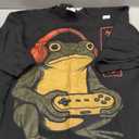 Japanese Gamer Frog Art Men Women Boys Funny Vintage Gaming T-Shirt (XL, Black)