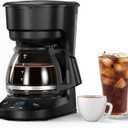 COWSAR Compact Coffee Machine, 5 Cup Drip Coffee Maker with Timing Function, 2H Auto Power-off, 2H Keep Warm, Pause & Brew, Reusable Filter, and Drip-Free Carafe, Black - 3710H