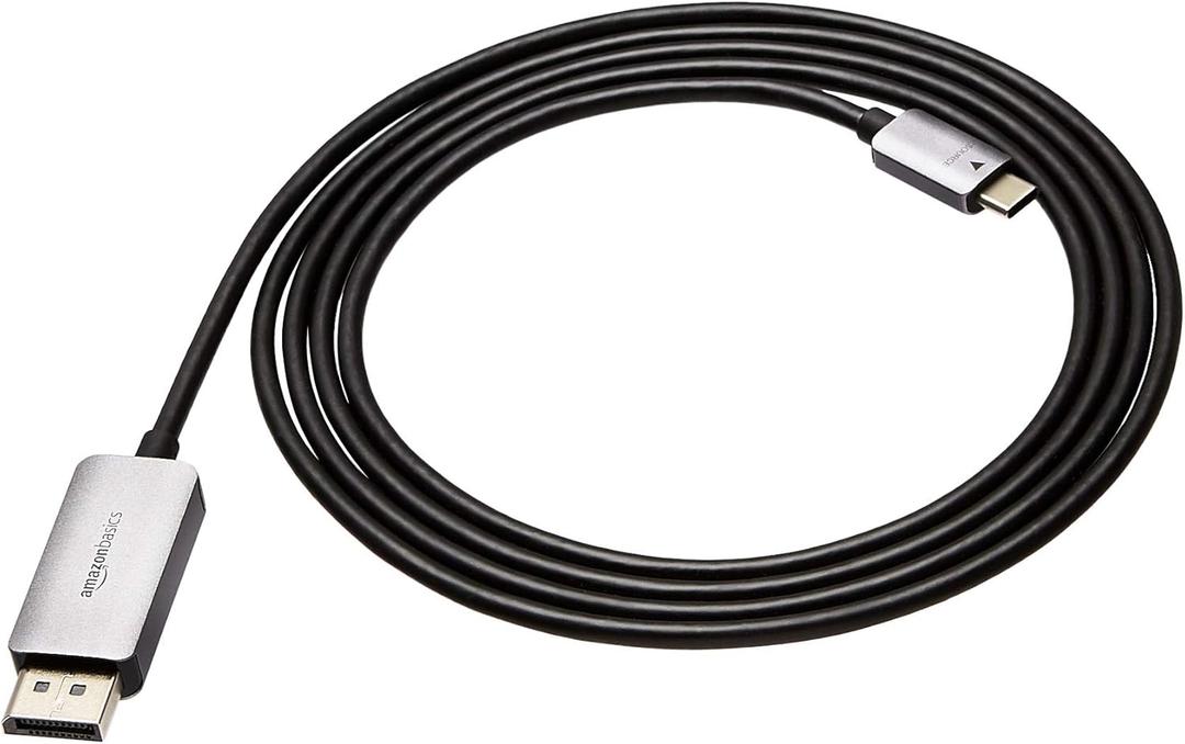 Amazon Basics DisplayPort to USB-C Cable, 4Kx2K@60Hz, Aluminum Housing, 6 Feet, Black (6-Foot)