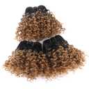 REYNA Short Afro Kinky Curly Bundles 8 Inches 3 Bundles Synthetic Hair Weave Extensions for Black Women Ombre Golden Curly Bundles(8 8 8 Inch T1/27#)